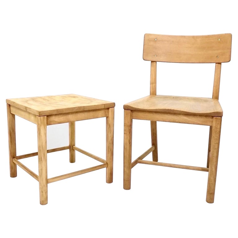 Mogens Koch Side Chair and Stool For Sale at 1stDibs