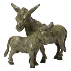 Pair of Austrian cold painted bronze donkeys, circa 1910