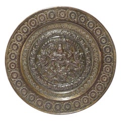 19th Century Indian Raj Period Copper and Brass Plaque circa 1880