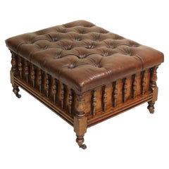 19th Century Yew Wood Large Country House Stool with Storage, circa 1830