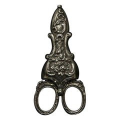 Antique Pair of Mid 19th Century Silver Scissors and Sheath, Continental, circa 1850