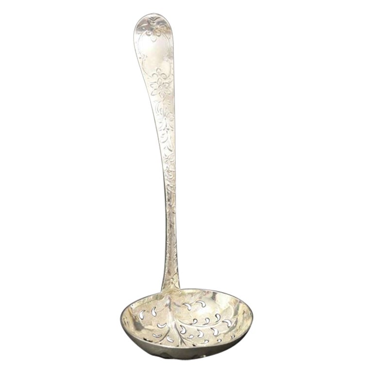 18th Century Georgian Hall Marked Silver Engraved Sugar Spoon, London 1799 -80 For Sale