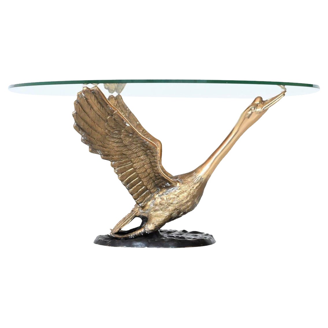 Maison Jansen Style Swan Coffee Table Bronze France 1970