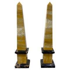 20th Century Pair of Italian Obelisk in Siena Marble and Portoro Marble