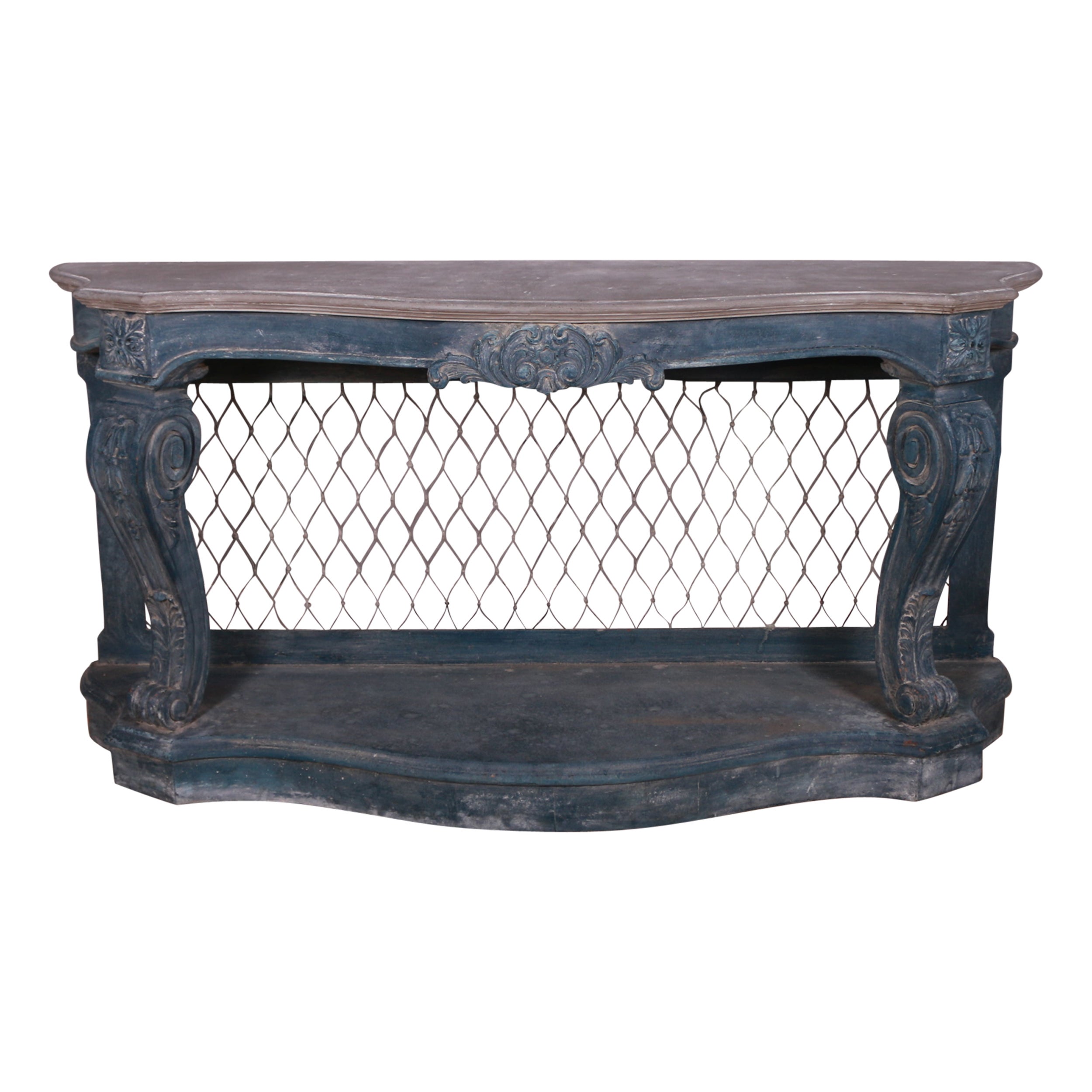 French Serpentine Console Table For Sale