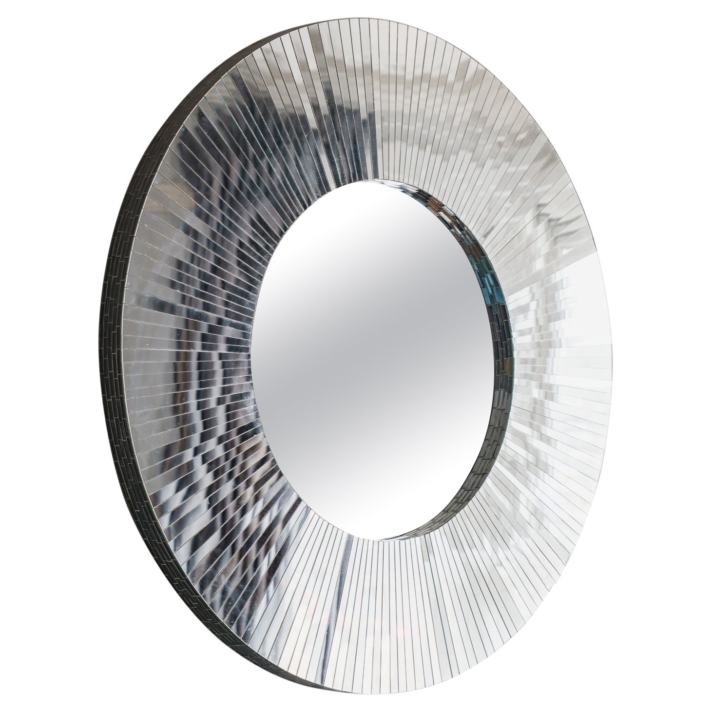 Deep Ray Circular Mosaic Mirror. Sunray Mirror Handmade in UK by Claire Nayman