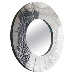 Deep Ray Circular Mosaic Mirror. Sunray Mirror Handmade in UK by Claire Nayman