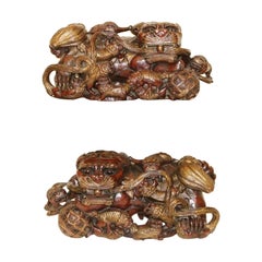 Rare Pair of Chinese Mythical Beasts/Dogs of Foo on Stands, circa 1900