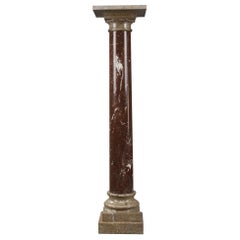 Antique Column in Red and Grey Marble from the 19th Century