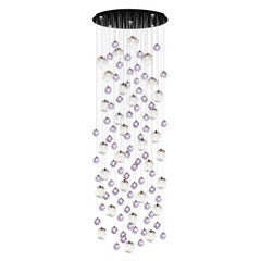 Lustre moderne Palazzo Ametista 100 en verre d'art transparent et violet, LED