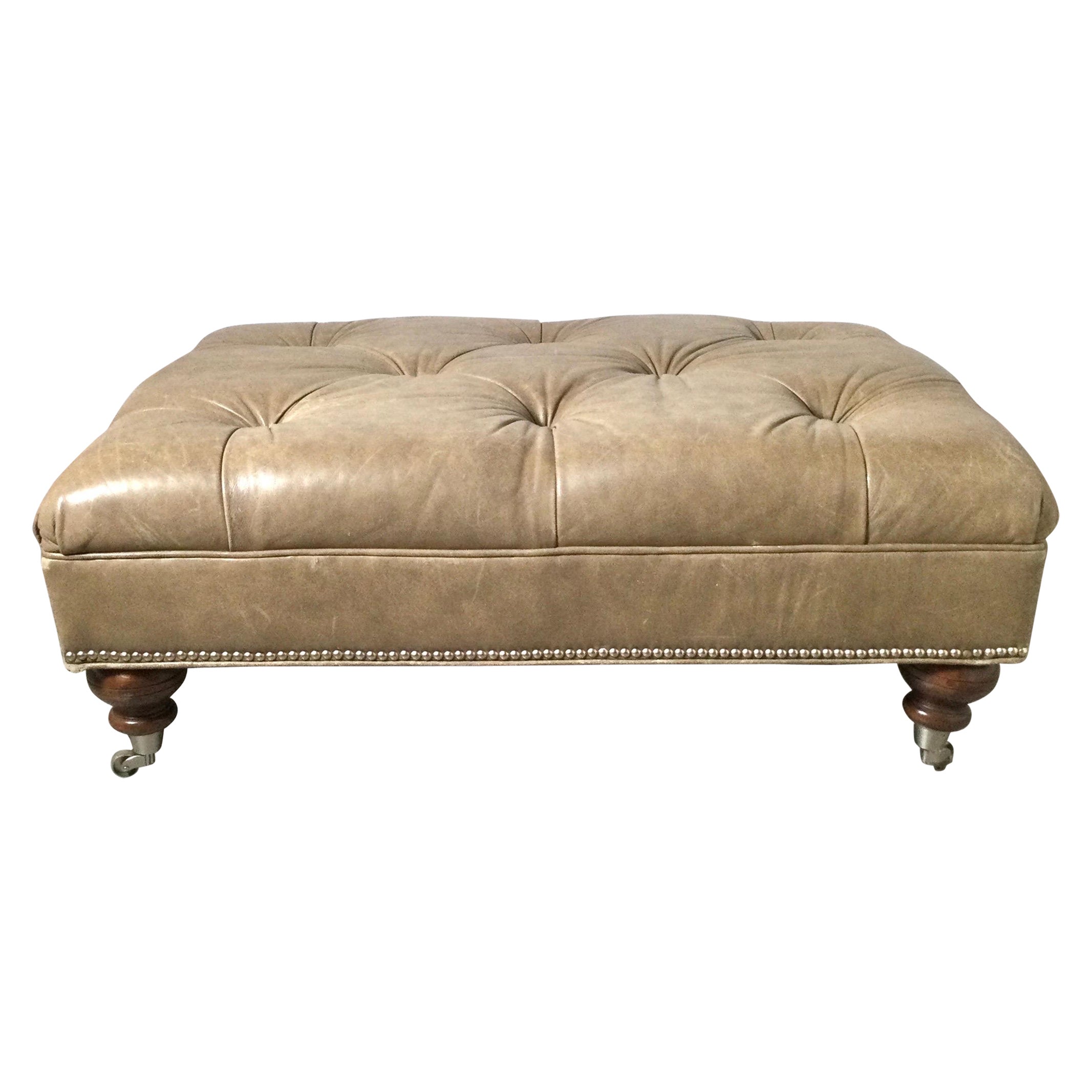 Large Tufted Leather Ottoman Coffee Table