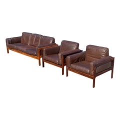 Stunning Midcentury Modern 1970s Danish Living Room Set in Rosewood and Leather