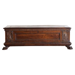 Italian Baroque Period Carved Walnut and Giltwood Cassone, 17th Century