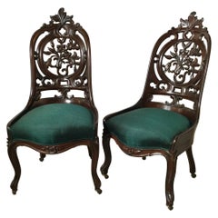 Antique Pair of George Henkel Victorian Accent Chairs