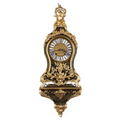 Antique Cartel and its Console in Boulle Marquetry and Gilt Bronze, Louis XV Period