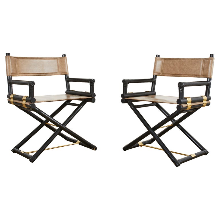 Pair of McGuire Ebonized Oak Campaign Style Directors Chairs For Sale at  1stDibs | style directors sale