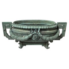 Jardinière française en bronze moulé, finition vieillie, vers 1880