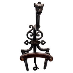 Used Neogothic Wrought Iron Samuel Yellin Attributed Gargoyle Coat / Hat Rack