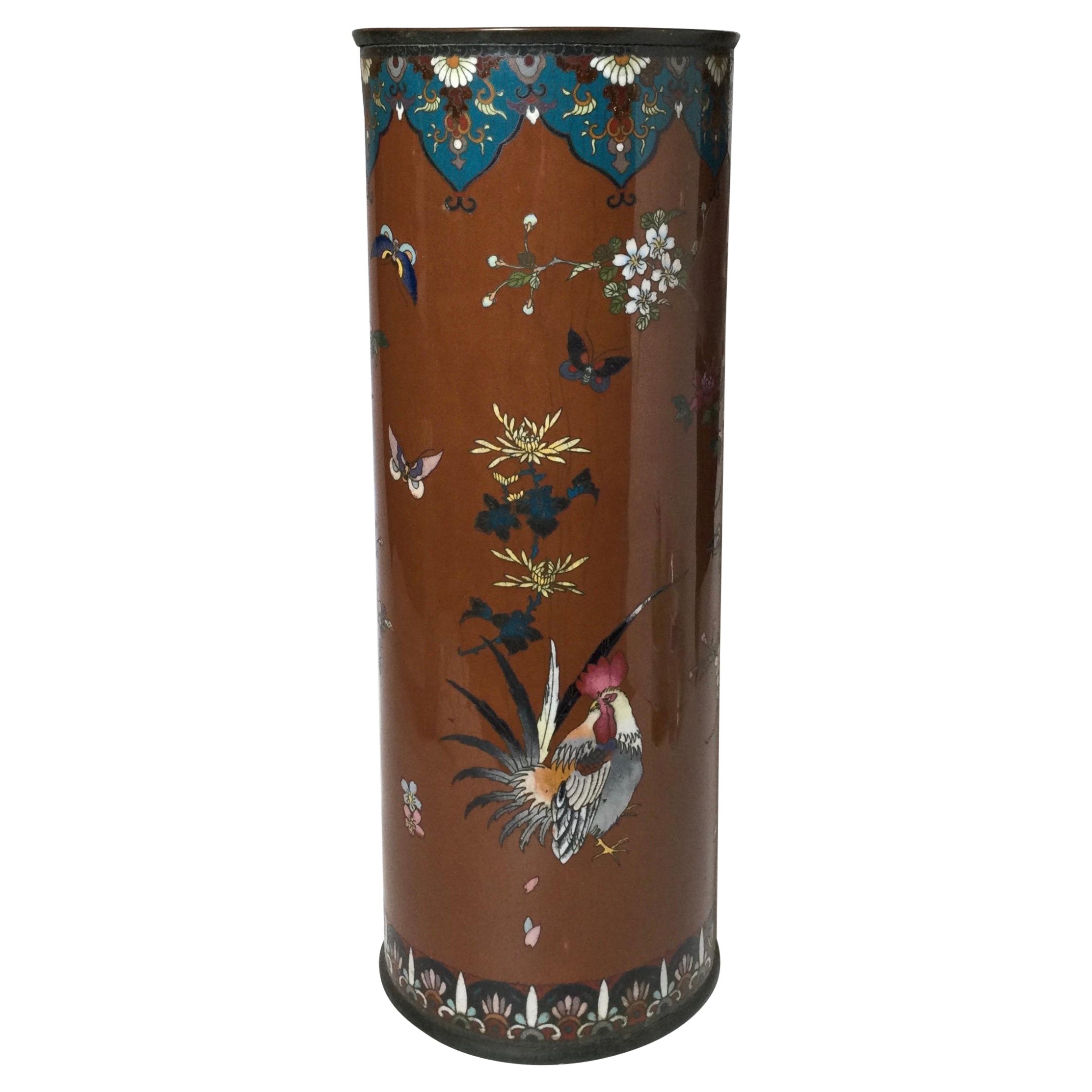 Cloisonné Cylinder Cane and Umbrella Holder