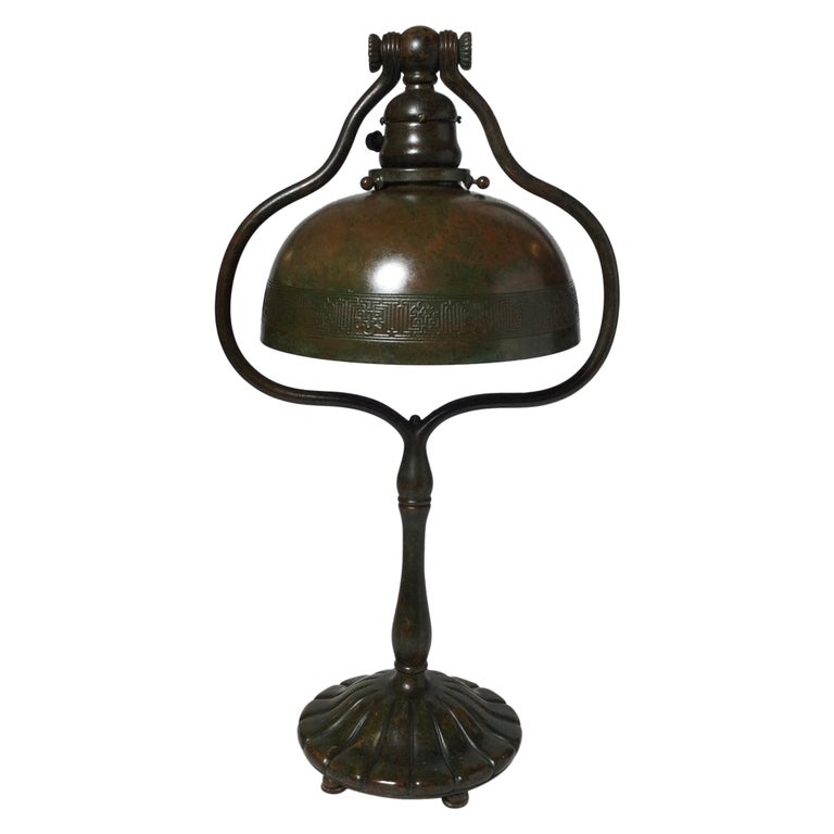 Authentic Tiffany Studios Bronze Table Desk Lamp For Sale