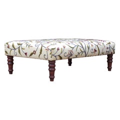 Antique Style Country House Footstool in Indian Crewel Work Fabric