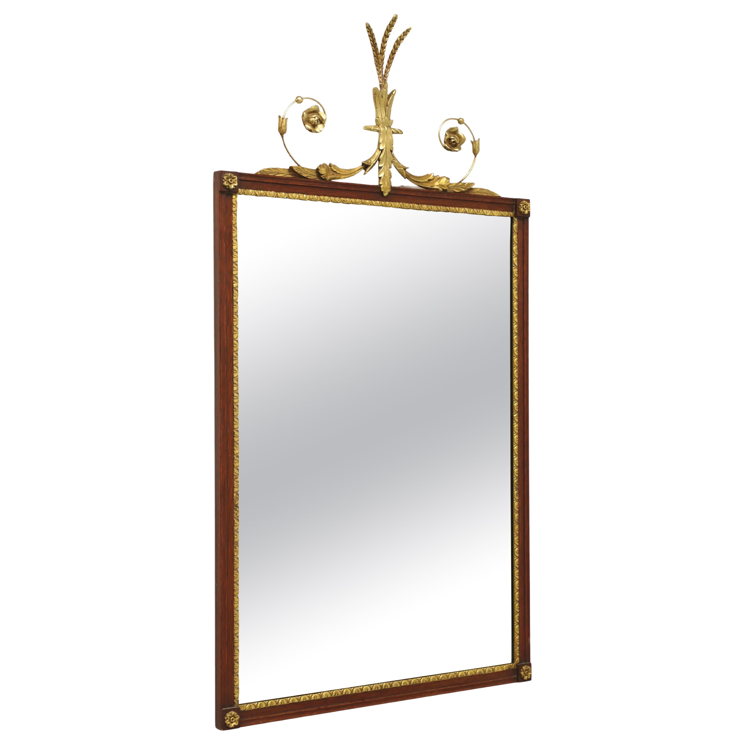 Vintage Mahogany Gilt Neoclassical Style Rectangular Wall Mirror For Sale