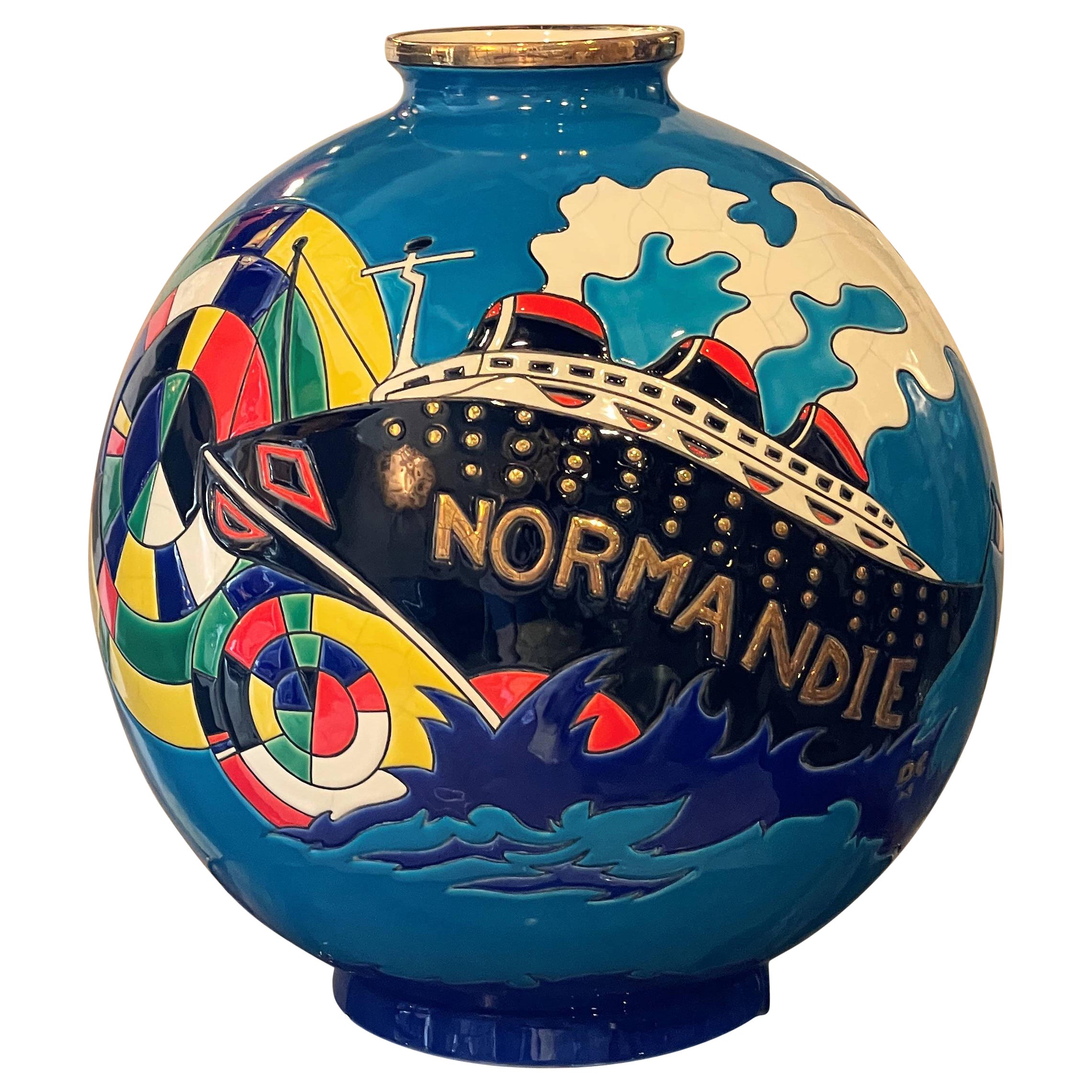 Limited Edition Vase by Longwy, Titled Normandie