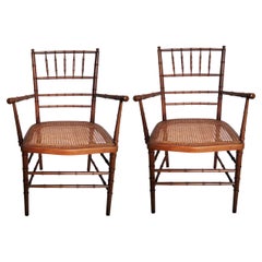 bambú de imitación  Sillones Hollywood Regency Gran Tamaño Años 70