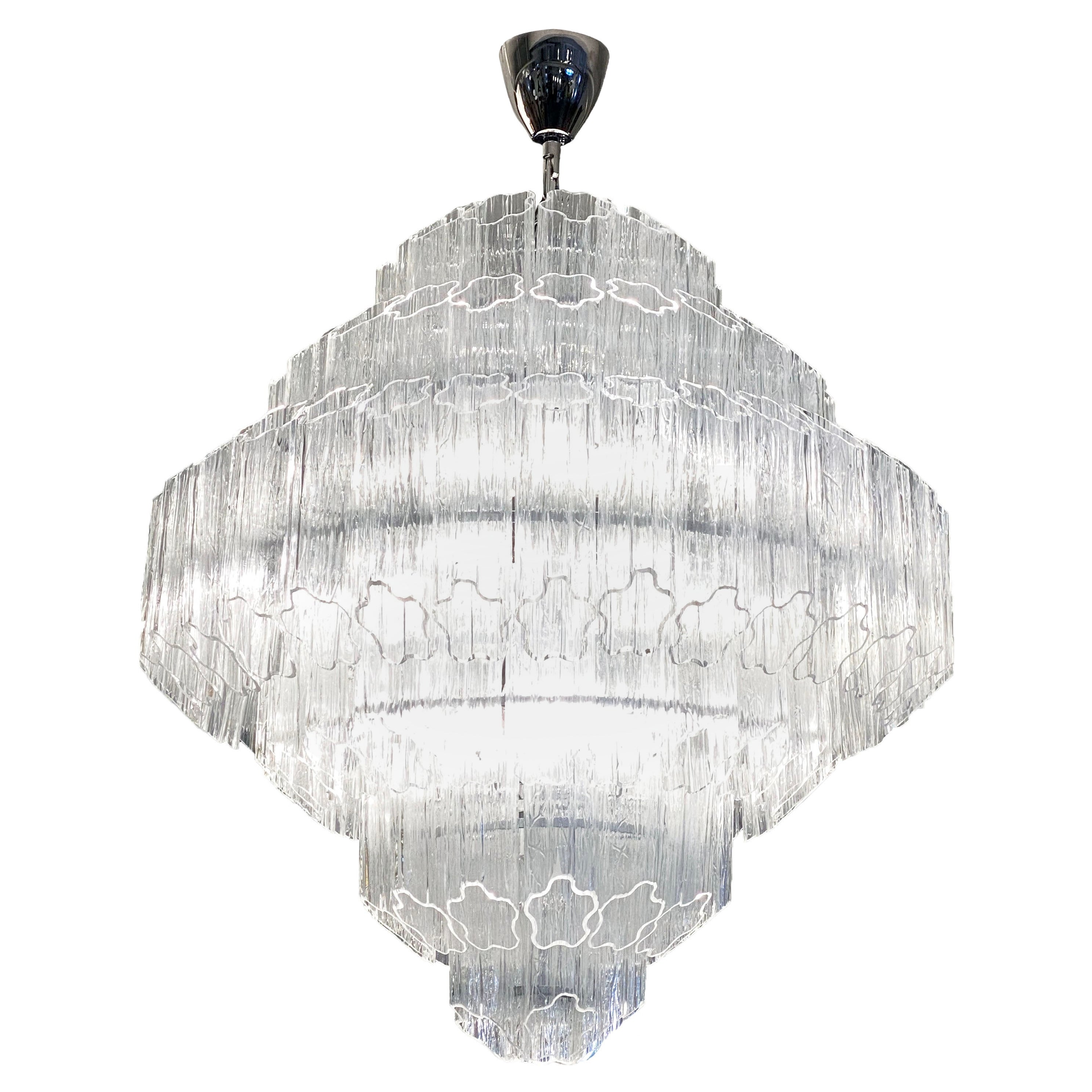 Bespoke Italian Art Deco Design Crystal Murano Glass Nickel Modern Chandelier