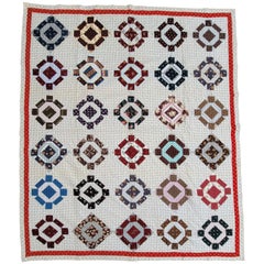 Used 19Thc Geometric Blocks & Fantastic Early Fabrics Quilt