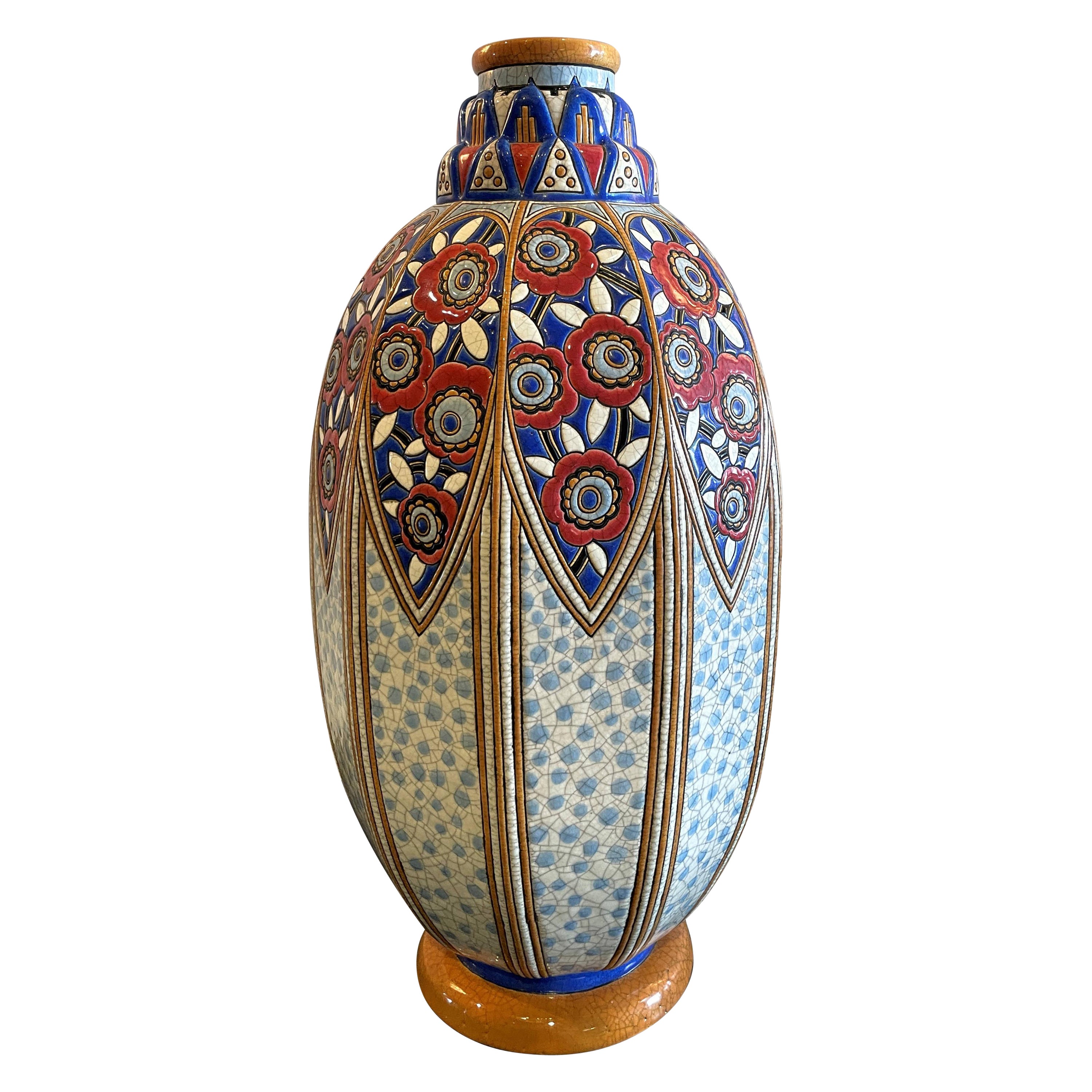 Eine einzigartige Longwy-Vase im französischen Art-déco-Stil von Maurice Paul Chevalier, 15. Juni 1928
