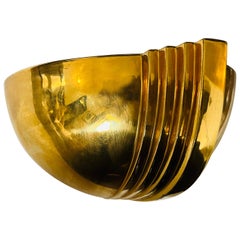 French High Style 1980s Art Deco Golden Ceramic Wall Light