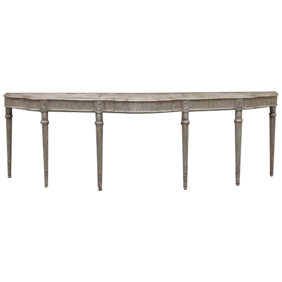 Carved Silver Wood Console Table