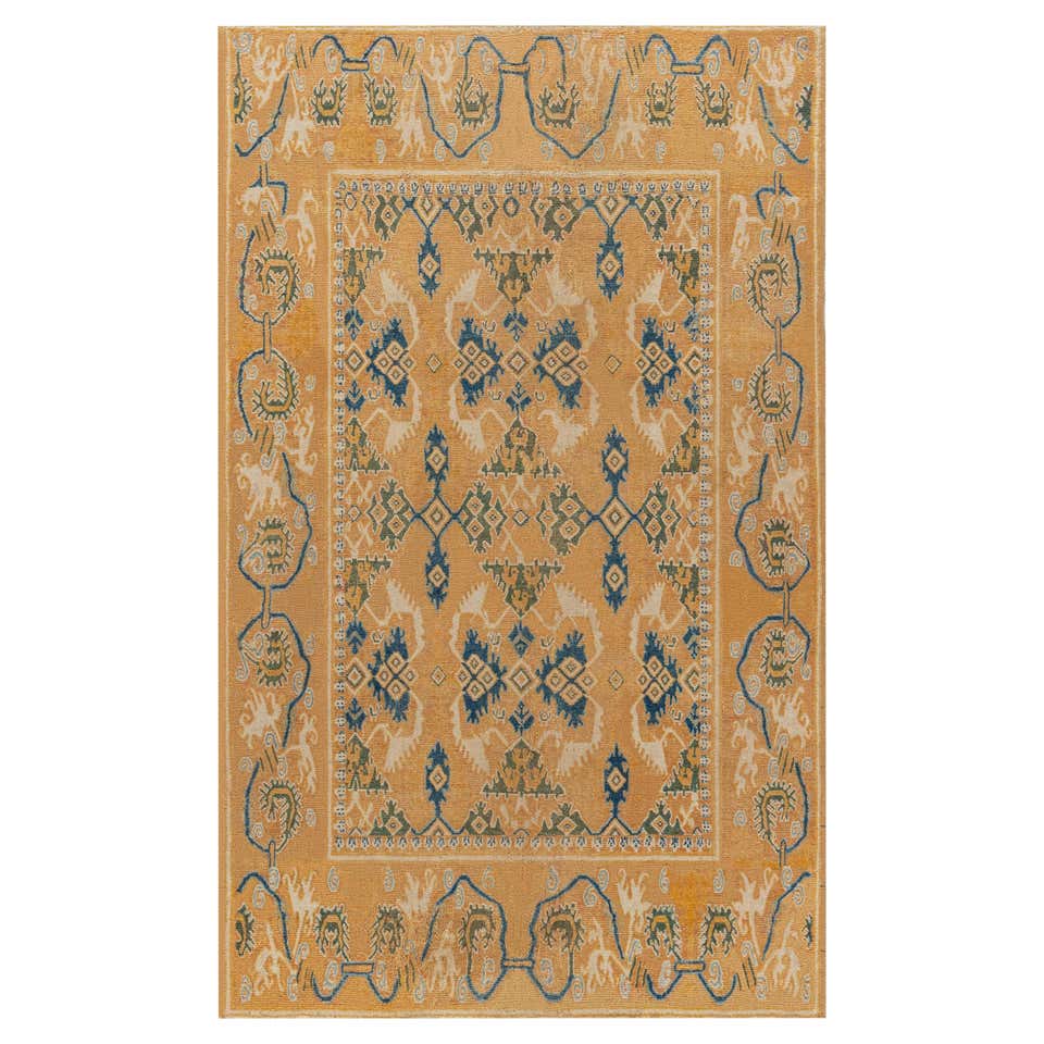 Vintage European Garden Rug with Renaissance Style, Square Area Rug For ...