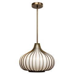Onion Pendant Lamp, Glass, Brass, Light Craft of California