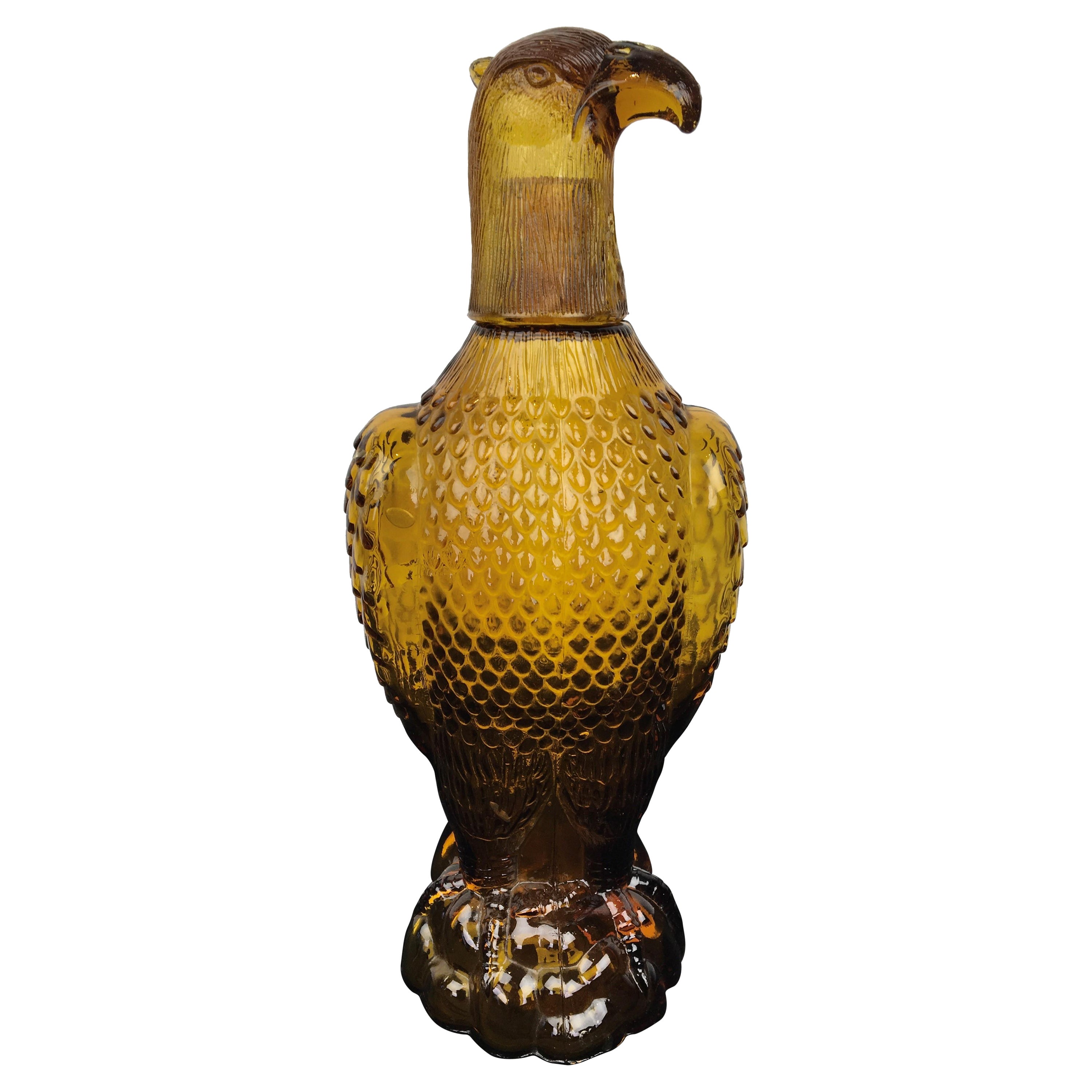 Amber Glass Eagle Bottle or Decanter, Empoli Style