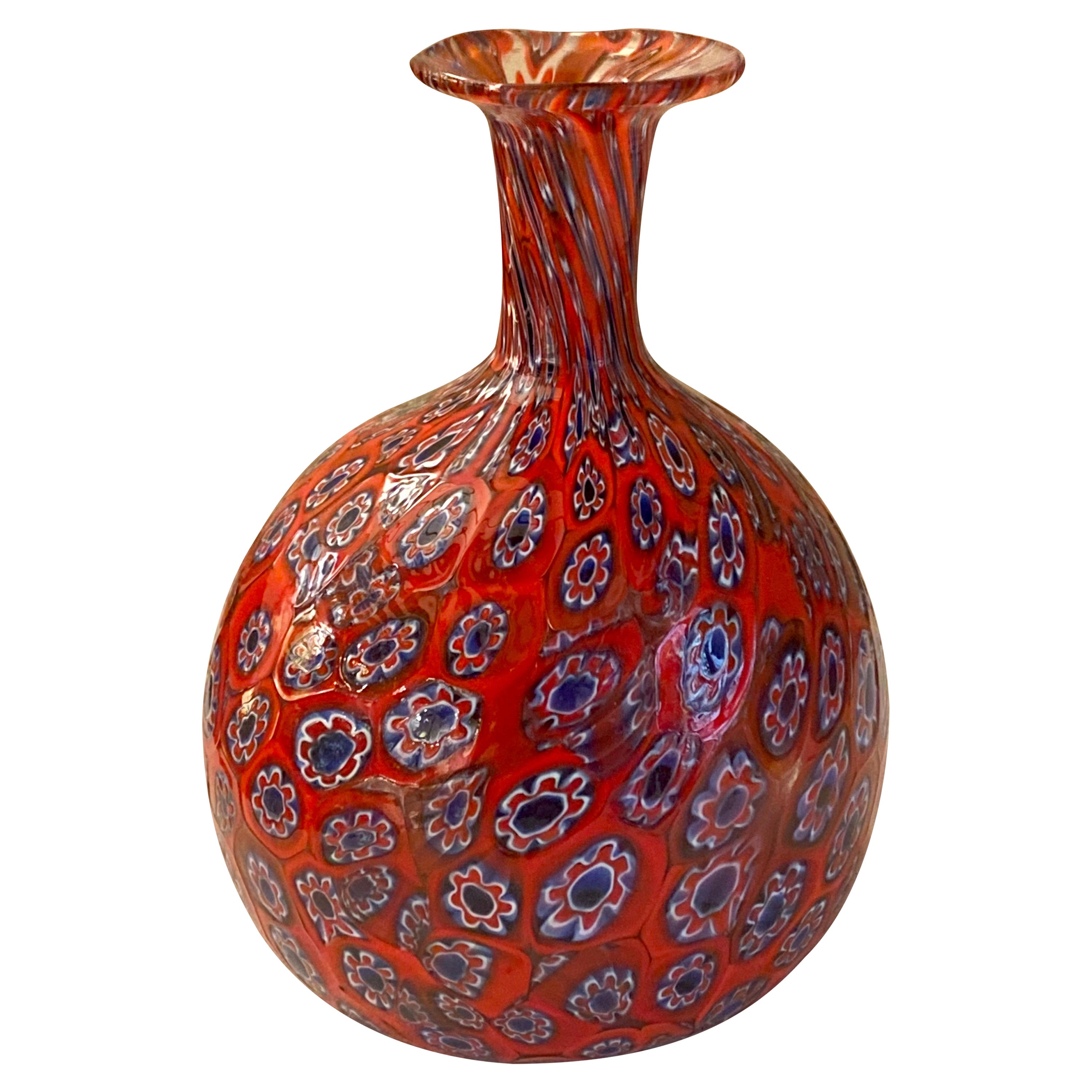  Collectable vintage Fratelli Toso Murano Murrine Millefiori, Art Glass Vase For Sale