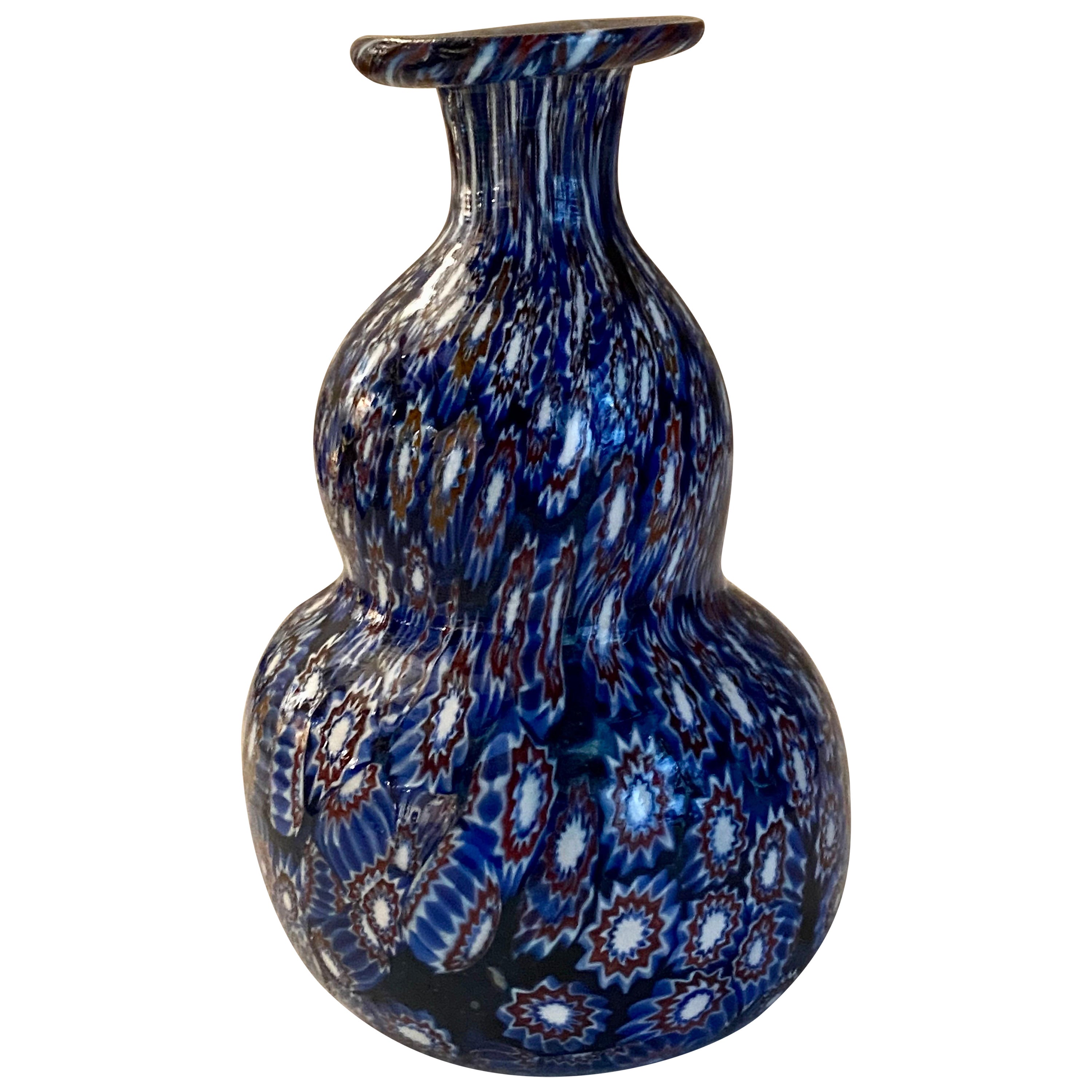 Collectable vintage Fratelli Toso Murano Murrine Millefiori, Art Glass Vase For Sale