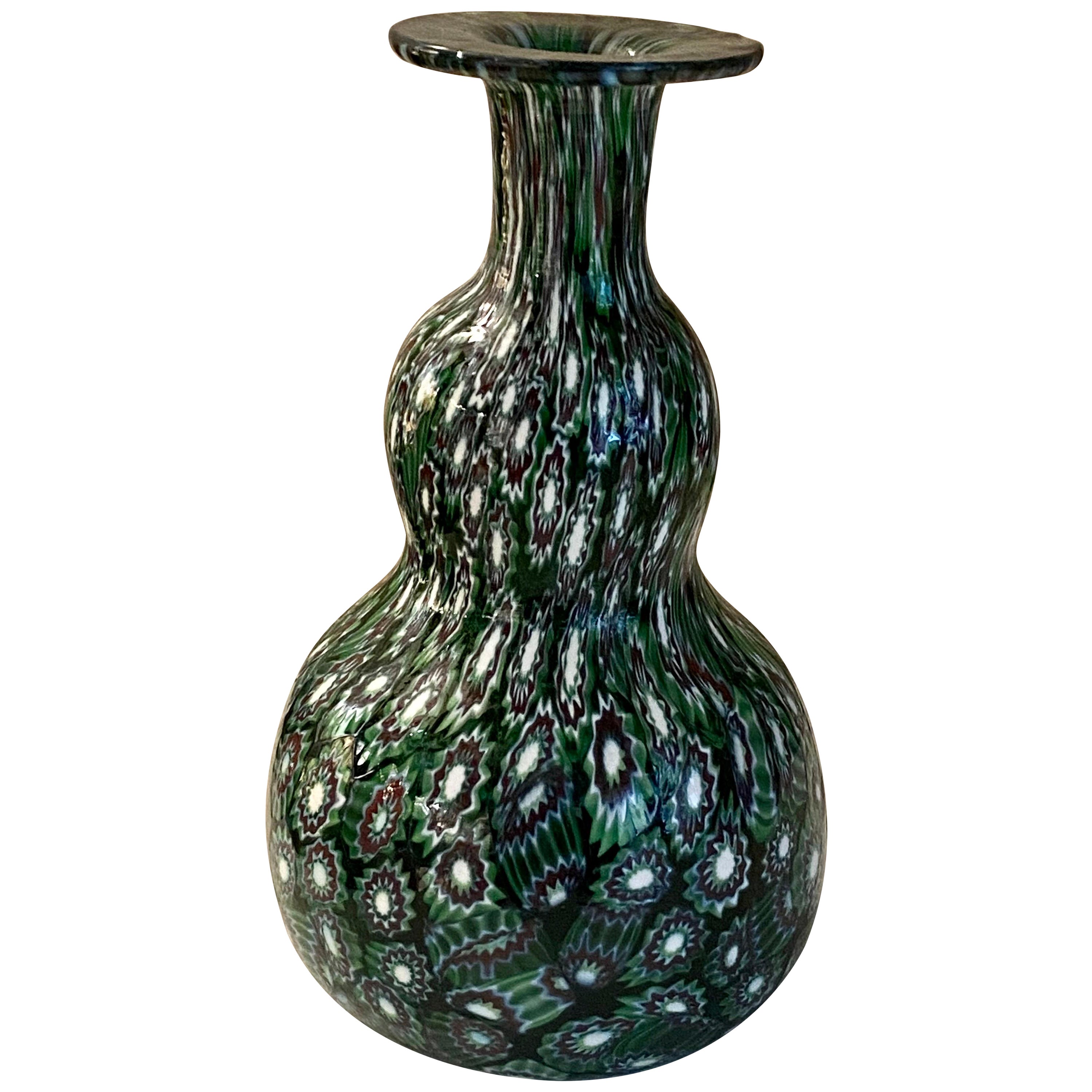 Sammlerstücke Vintage Fratelli Toso Murano Murrine Millefiori, Kunstglas Vase im Angebot