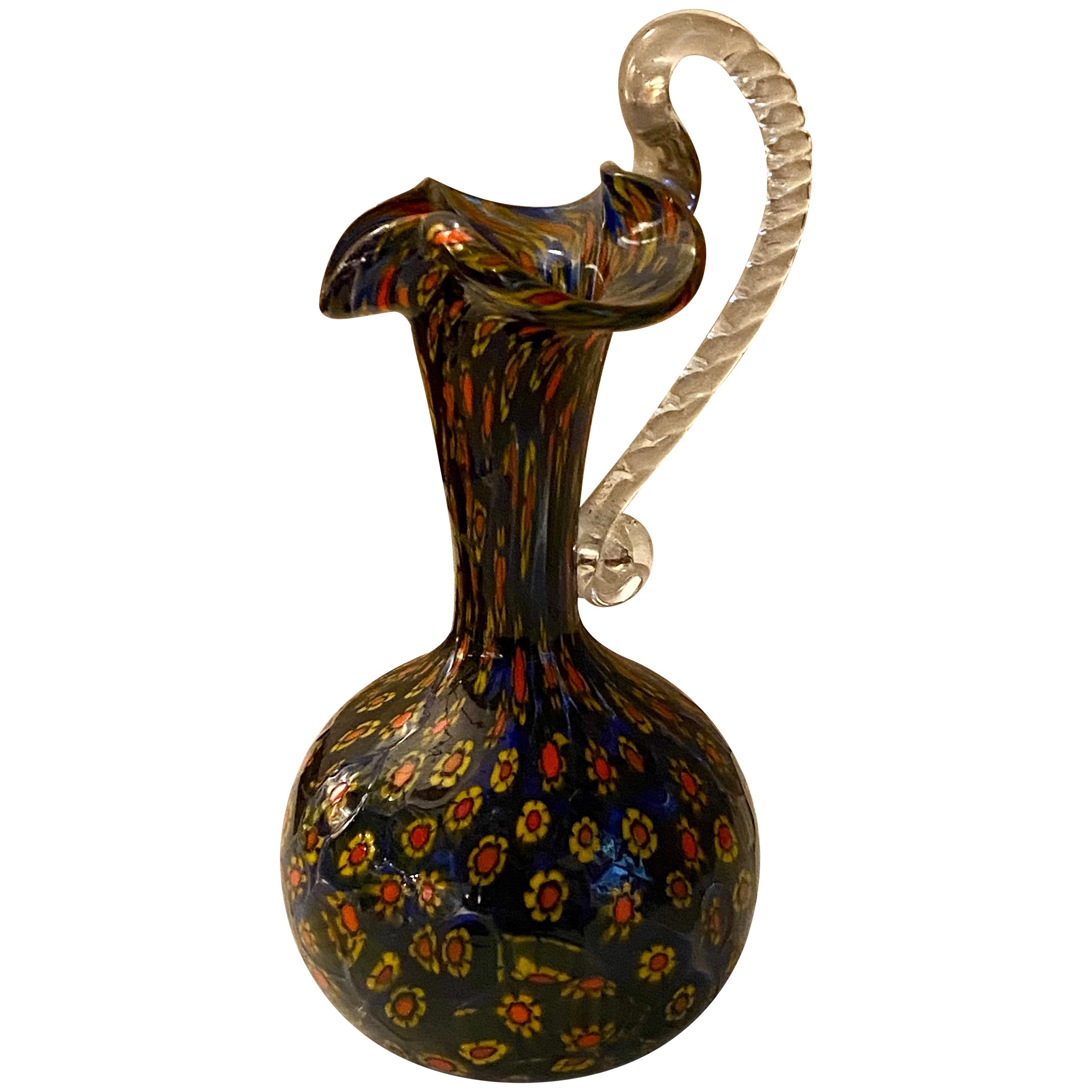 Collectable Fratelli Toso Murano Murrine Millefiori, Amphora Art Glass Vase For Sale