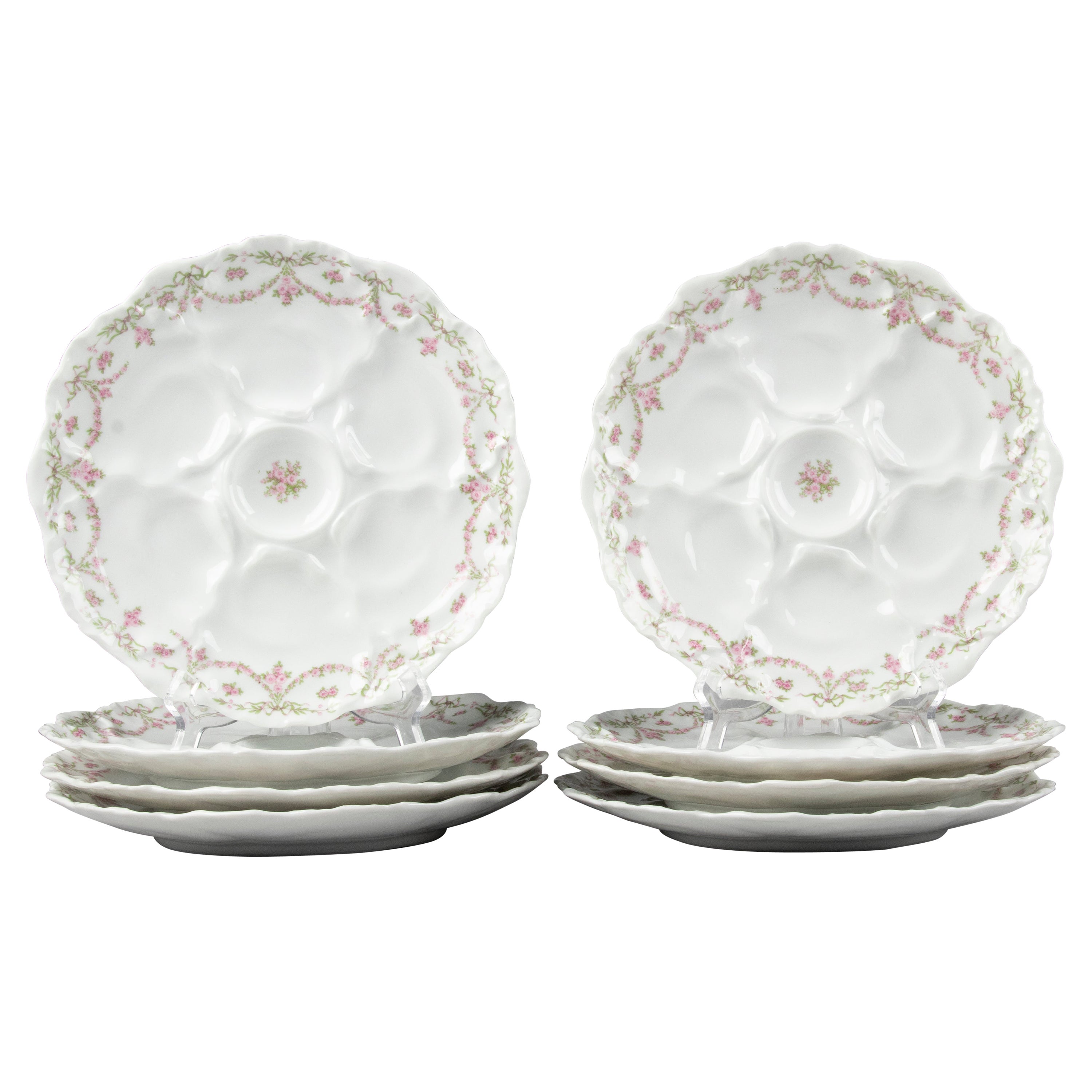 Set of 8 Porcelain Oyster Plates by Limoges