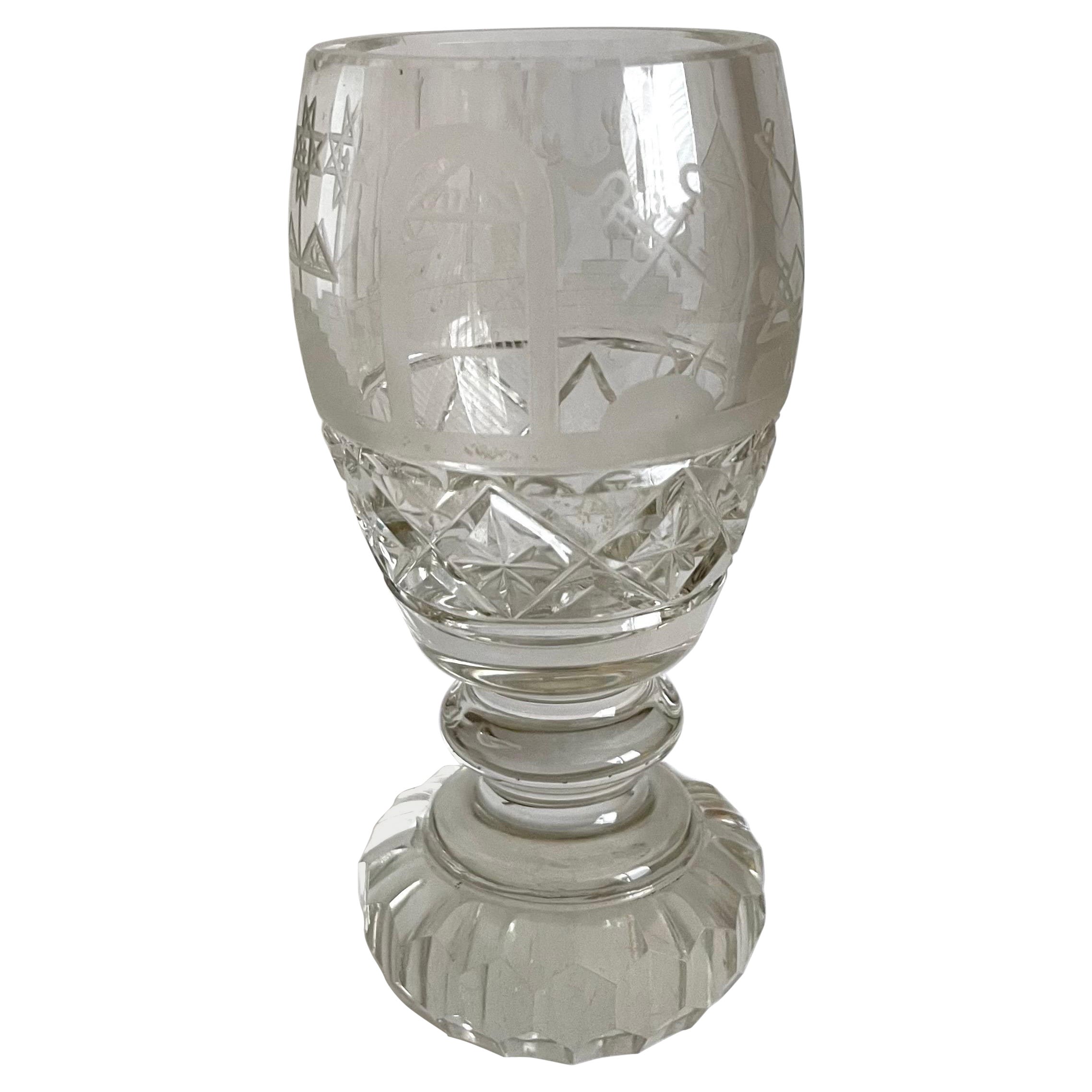Antique Masonic Cut Crystal Ceremonial Cup