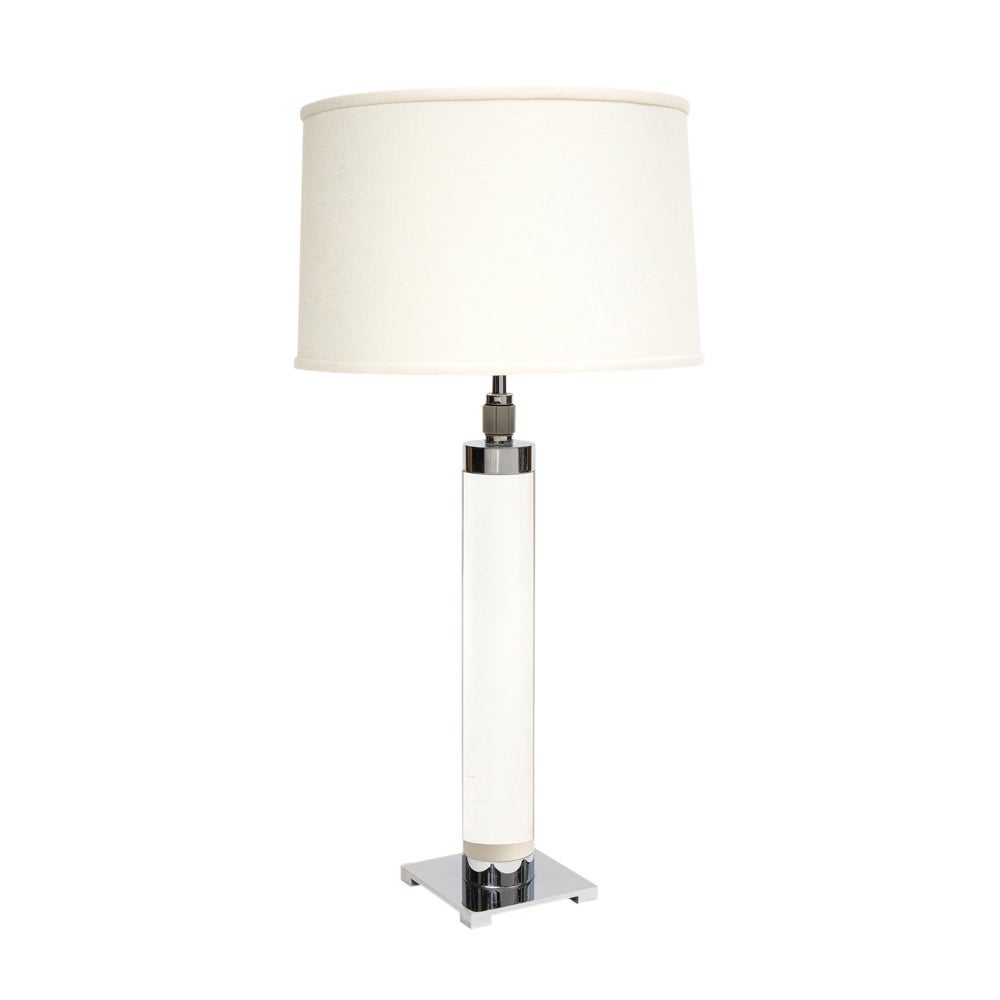 Hansen Lamp, Acrylic, Nickel Chrome, Signed For Sale