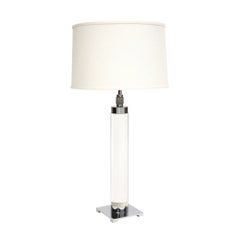 Vintage Hansen Lamp, Acrylic, Nickel Chrome, Signed