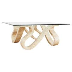 Table à cocktail moderniste Maitland Smith en pierre tessellée sculpturale