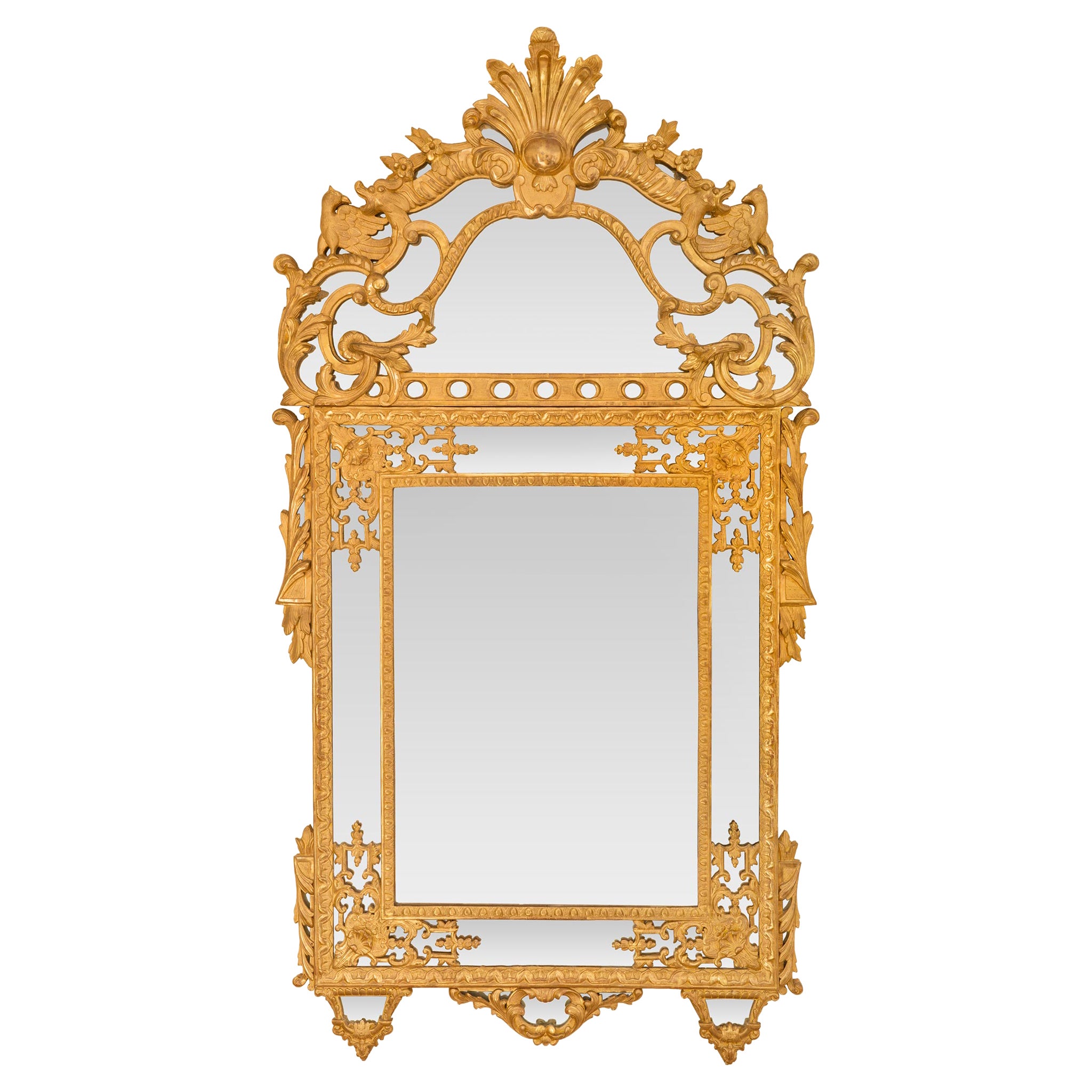 French 19th Century Régence St. Double Framed Giltwood Mirror For Sale