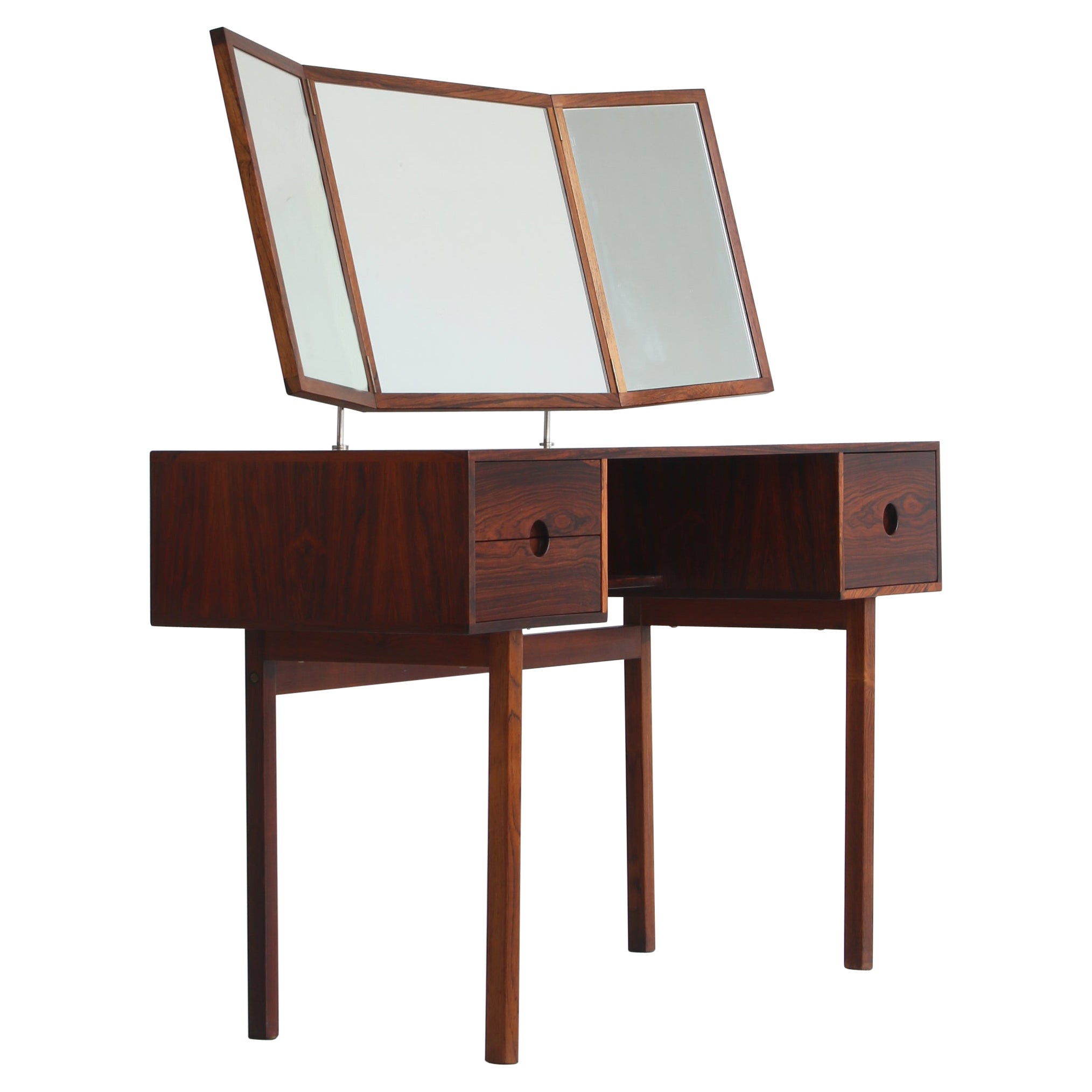 Kai Kristiansen Rosewood Vanity Table with Mirrors by Aksel Kjersgaard, 1960s