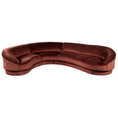 Restored Mid-Century Modern Curved Biomorphic Sectional Sofa by Weiman