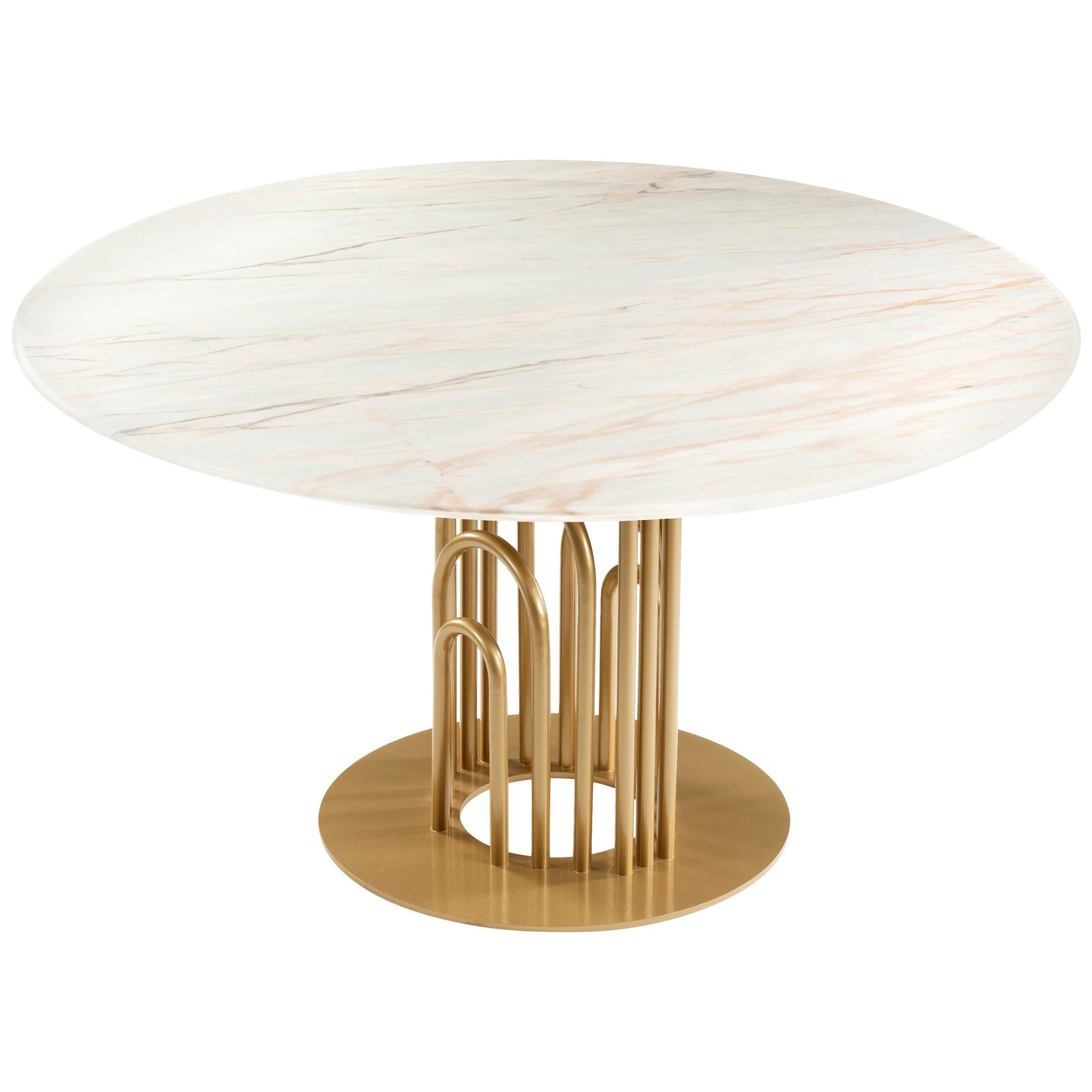 Dinner Table Bara in Lacquered Metal 150cm Ø VAT For Sale