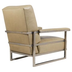Paul T. Frankl Armchair in Polished Nickel & Leather Frankl Galleries NY 1929